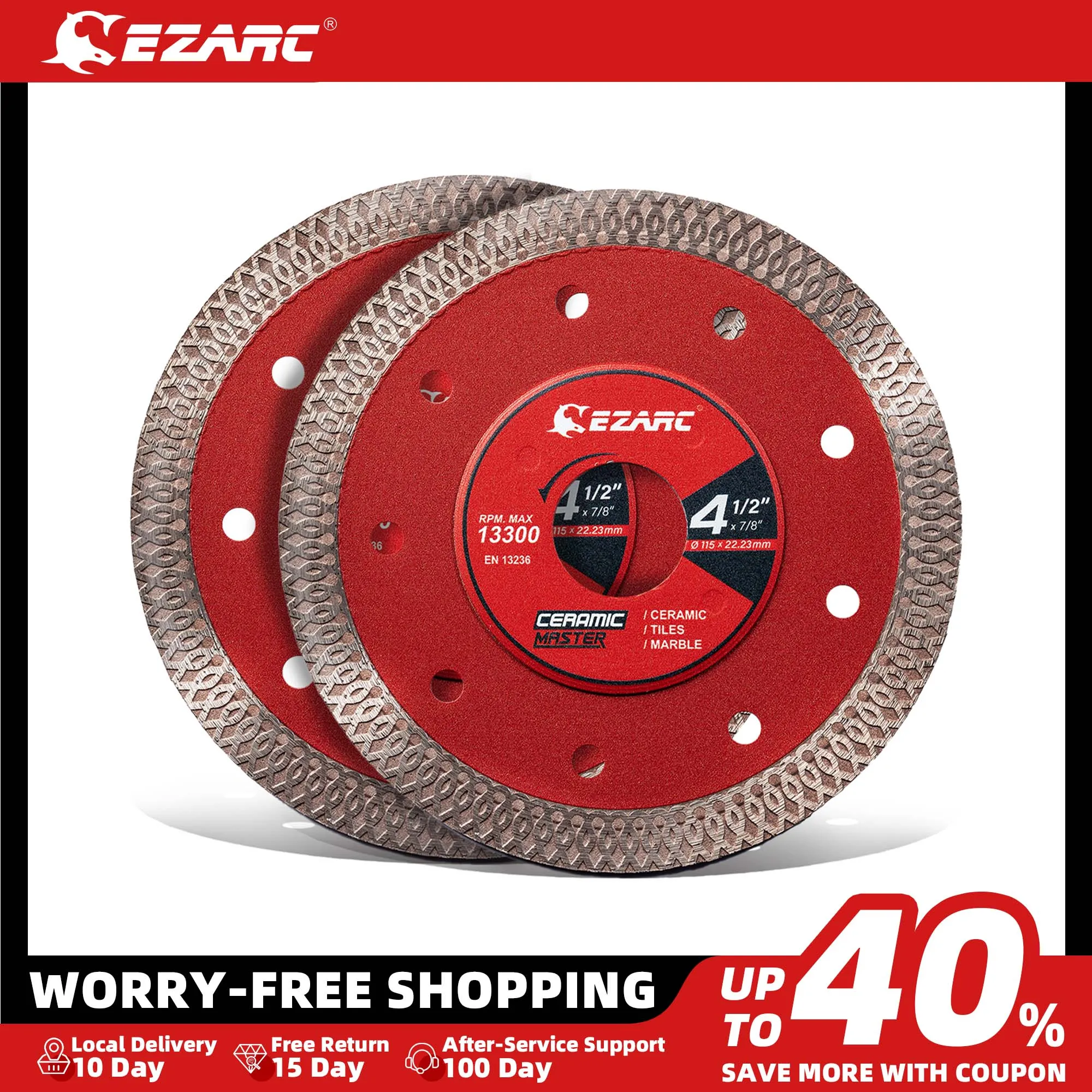 EZARC 115mm & 125mm Super Thin Diamond Saw Blades for Angle Grinder for Cutting Porcelain Ceramic Granite Marble Tile 2Pcs