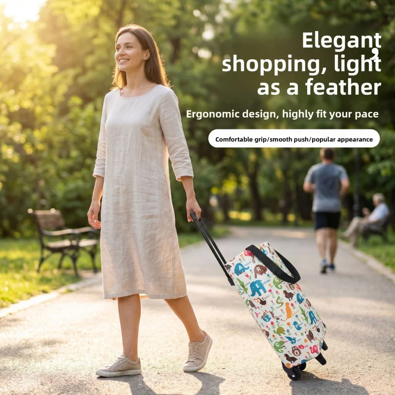 Telescopic Shopping Trolley with Wheels Foldable Hand Cart Camping Courier Moving