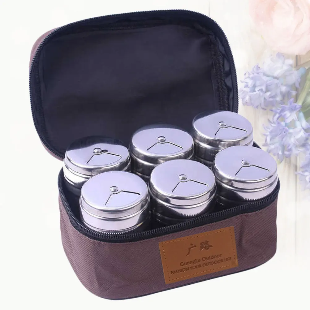 

1 set Seasoning Bottle Set Stainless Steel Spice Storage Bottles Condiment Jars Stackable Kitchen Organizer For Barbecue