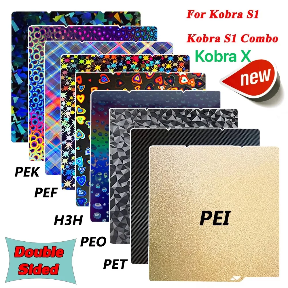 PEI For Anycubic Kobra X Build Plate PEI Spring Steel Sheet Smooth PEO PET PEY for Anycubic Kobra S1 Combo S1C X Hotbed Plate