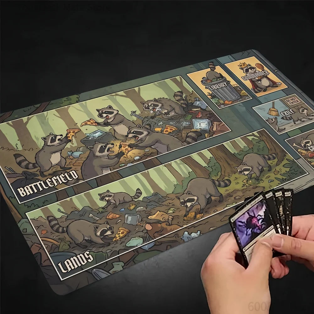 Trash Panda Racoon Playmat Magic Party Game Mat Durable Rubber for TCG Games Mouse Pad Offices Desk Mats Friendly Design