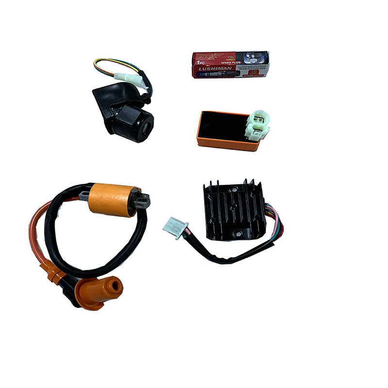 

Racing Ignition Coil & AC CDI 6 Pin & D8TC Spark Plug & 5 Wire Regulator Rectifier & 12V Relay Kit For 150 200cc 250cc ATV Quad