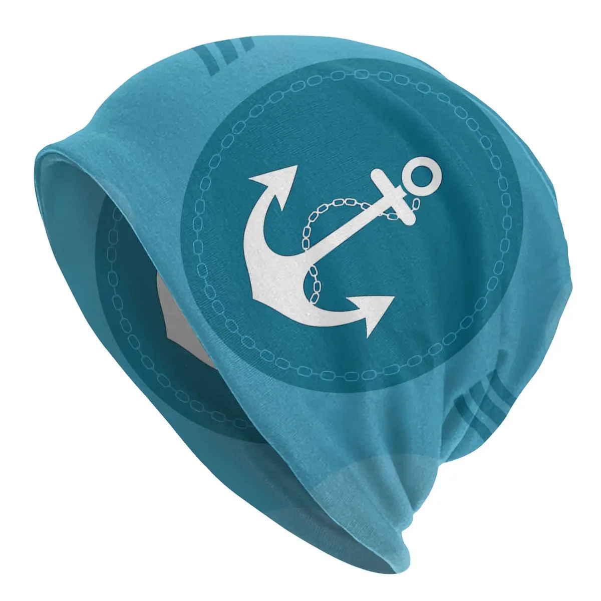 Blue Sea Wave Anchor Unisex Bonnet Thin Cycling Skullies Beanies For Men Women