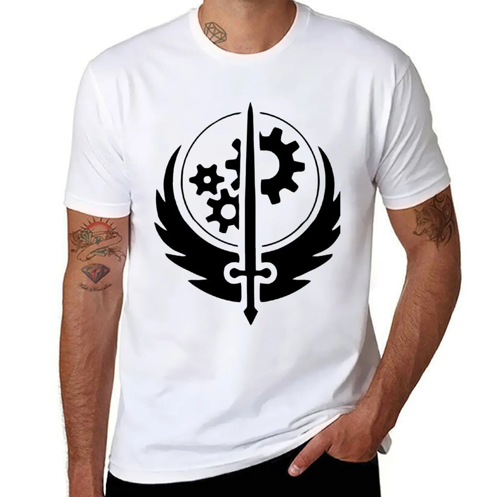 

Футболка Brotherhood of Steel, мужские футболки с рисунком, мужские футболки, мужские футболки с рисунком, хлопковая футболка