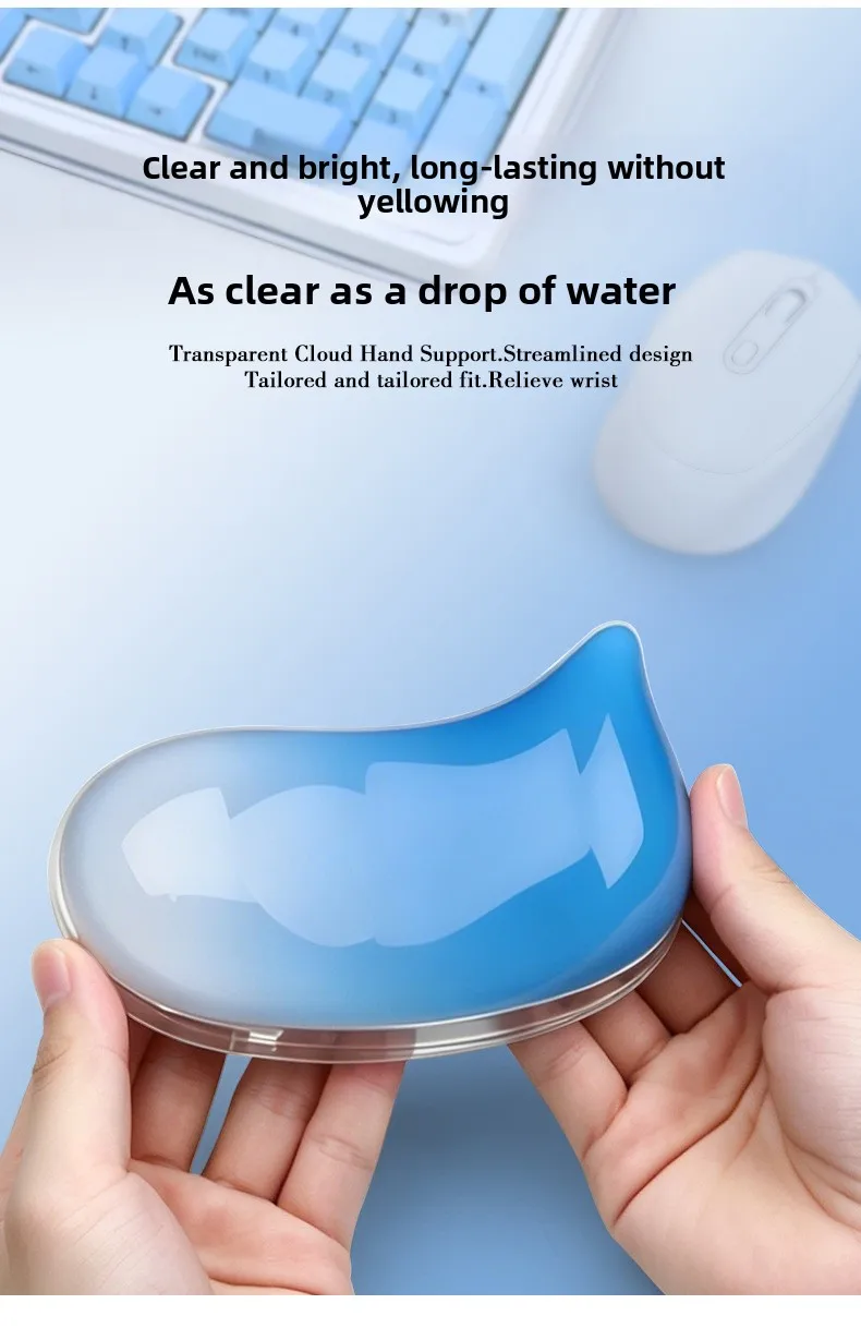 Transparente Wassertropfen-Silikon-Handballenauflage Tastaturunterlage Schreibtischmatte für Büro und Gaming in 6 Farboptionen – Detail 7