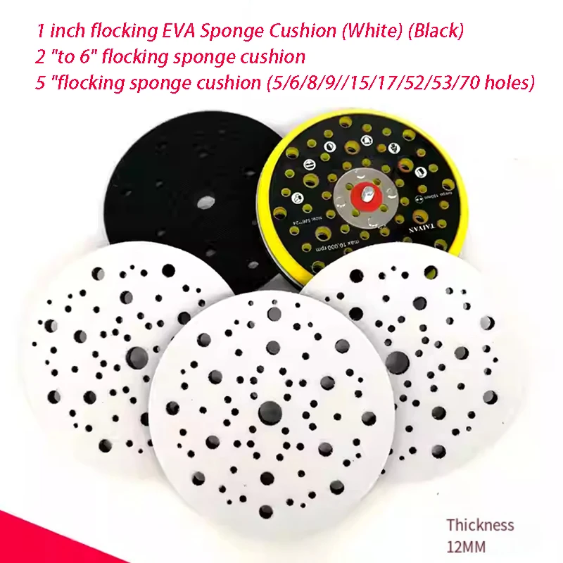 

1-6Inch 25-150mm 5-70 Holes Soft Sponge Interface Pad For Sanding Pads Hook&Loop Sanding Discs Sander Backing Pads Buffer