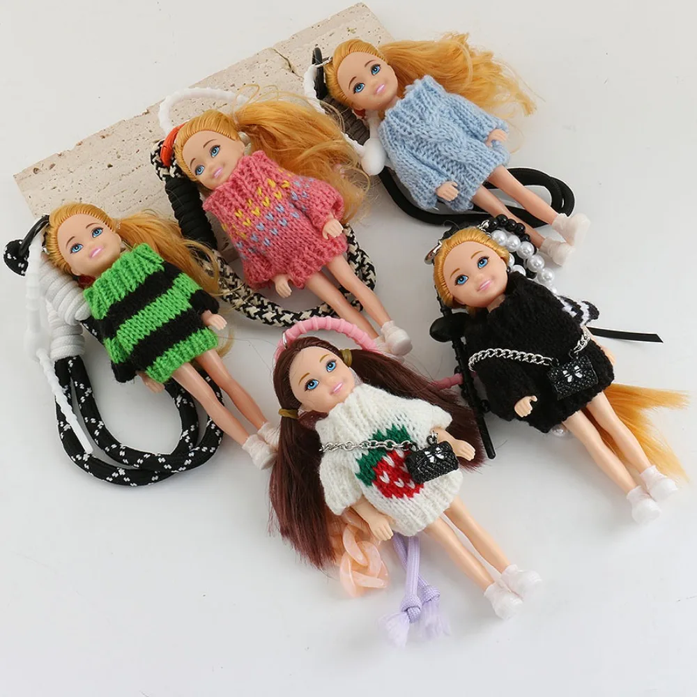 New Cute Doll Pendant Hanging Ornament DIY Change Clothes Car Key Ring Keychain for Barbie Doll