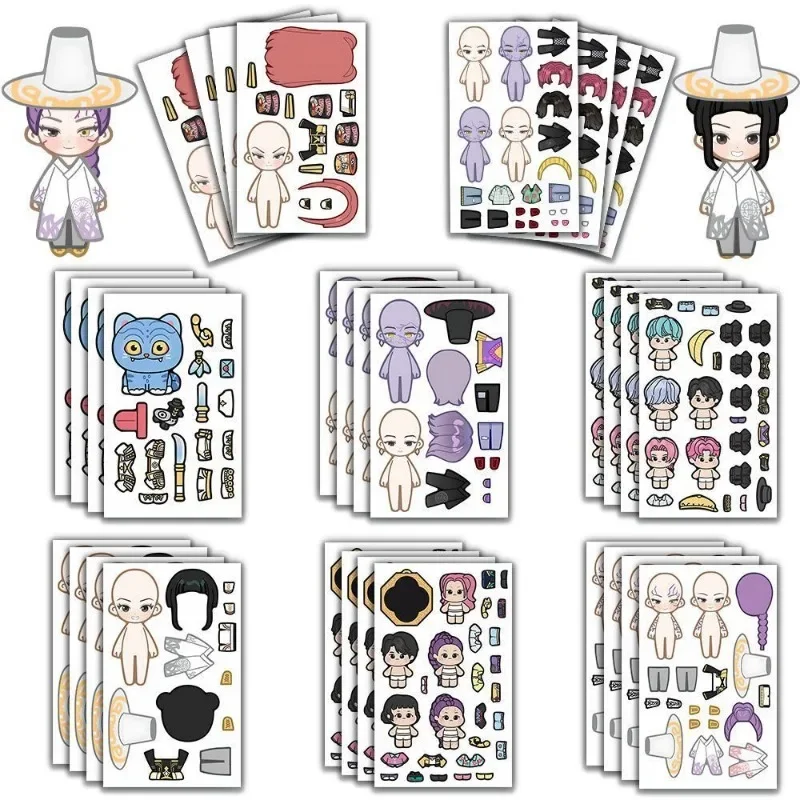 8PCS KPop 데몬 헌터스 DIY 스티커 세트 데칼 Q 버전 귀여운 만화 시리즈 노트북, 여행 가방, 생일 장식에 적합