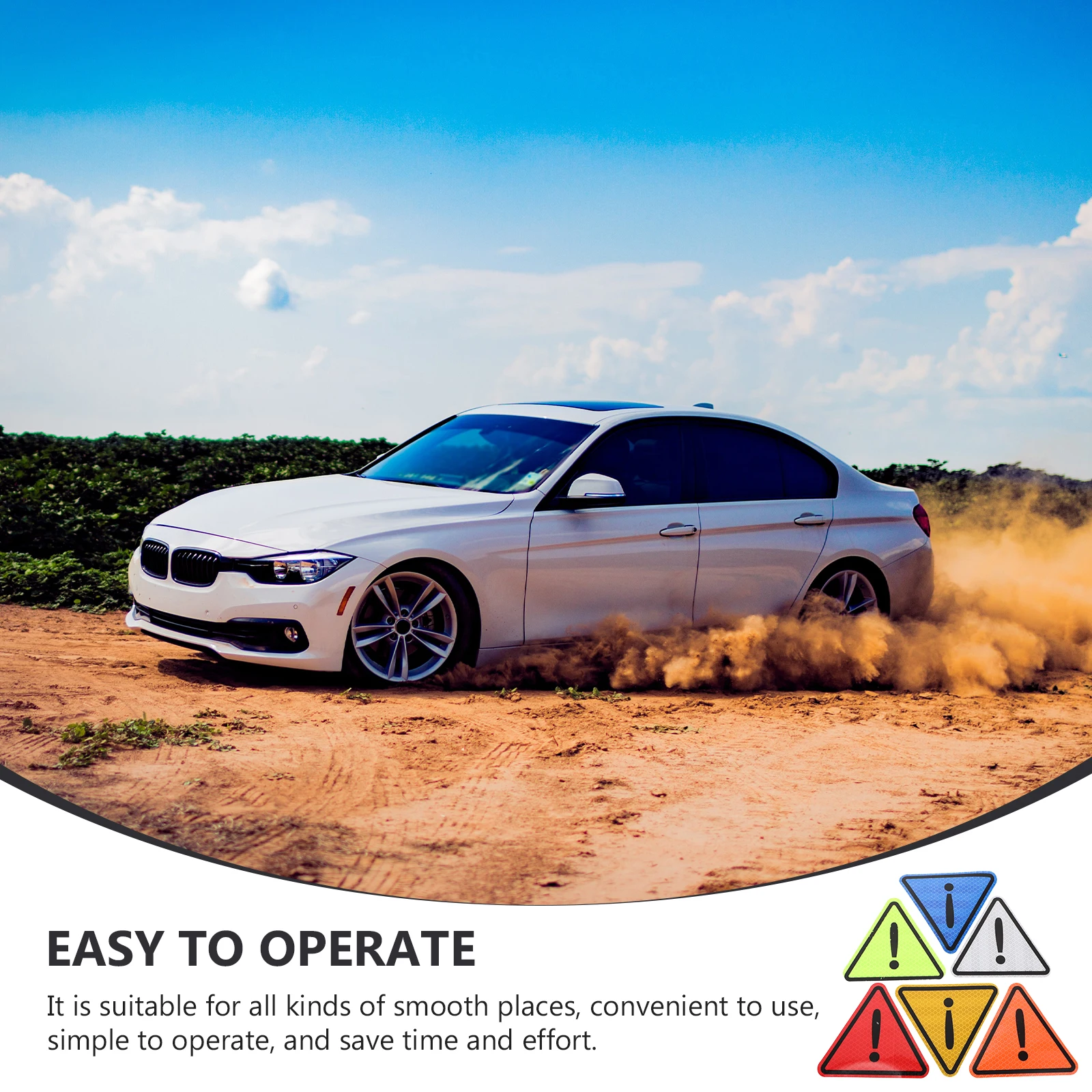 1 مجموعة ملصقات عاكسة مثلث علامات التحذير سلامة السيارة 300 متر الرؤية انعكاس قوي التصميم العملي إشارات المرور