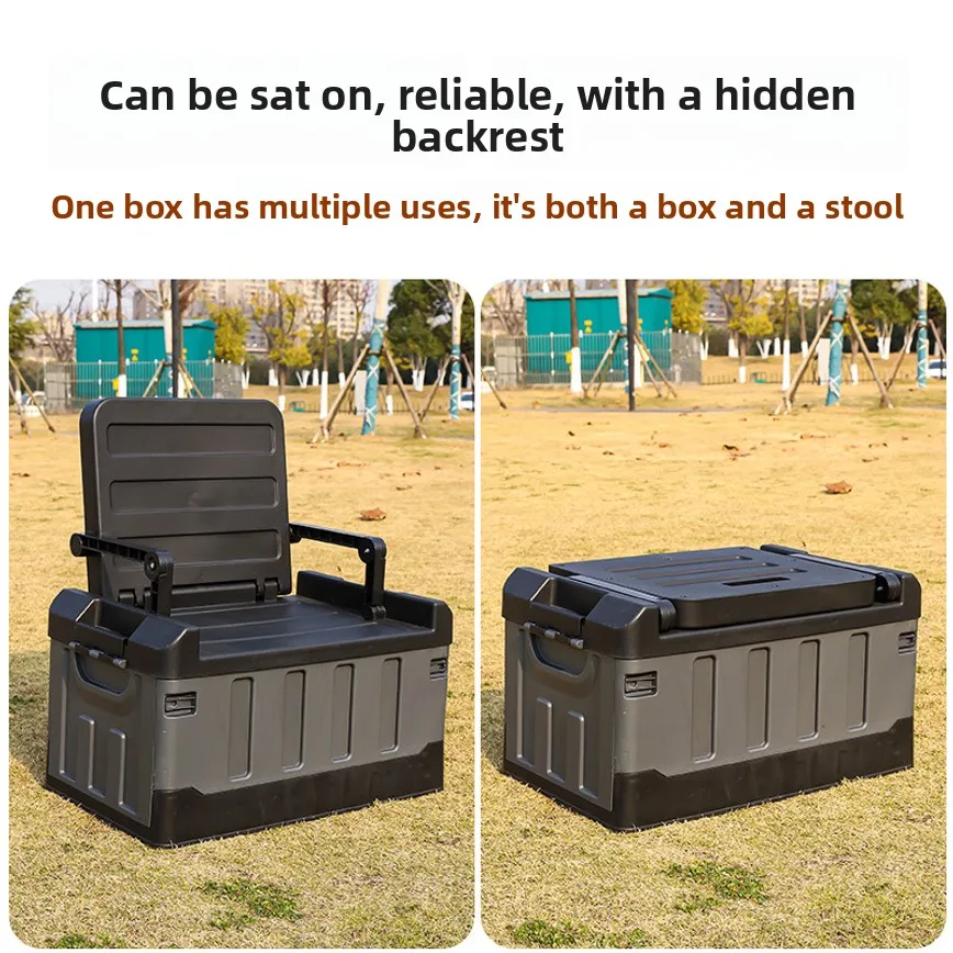 Large Capacity Outdoor Camping Storage Box Foldable Car Trunk Organizer Fishing Storage Container Vehicle Seat Storage Bin