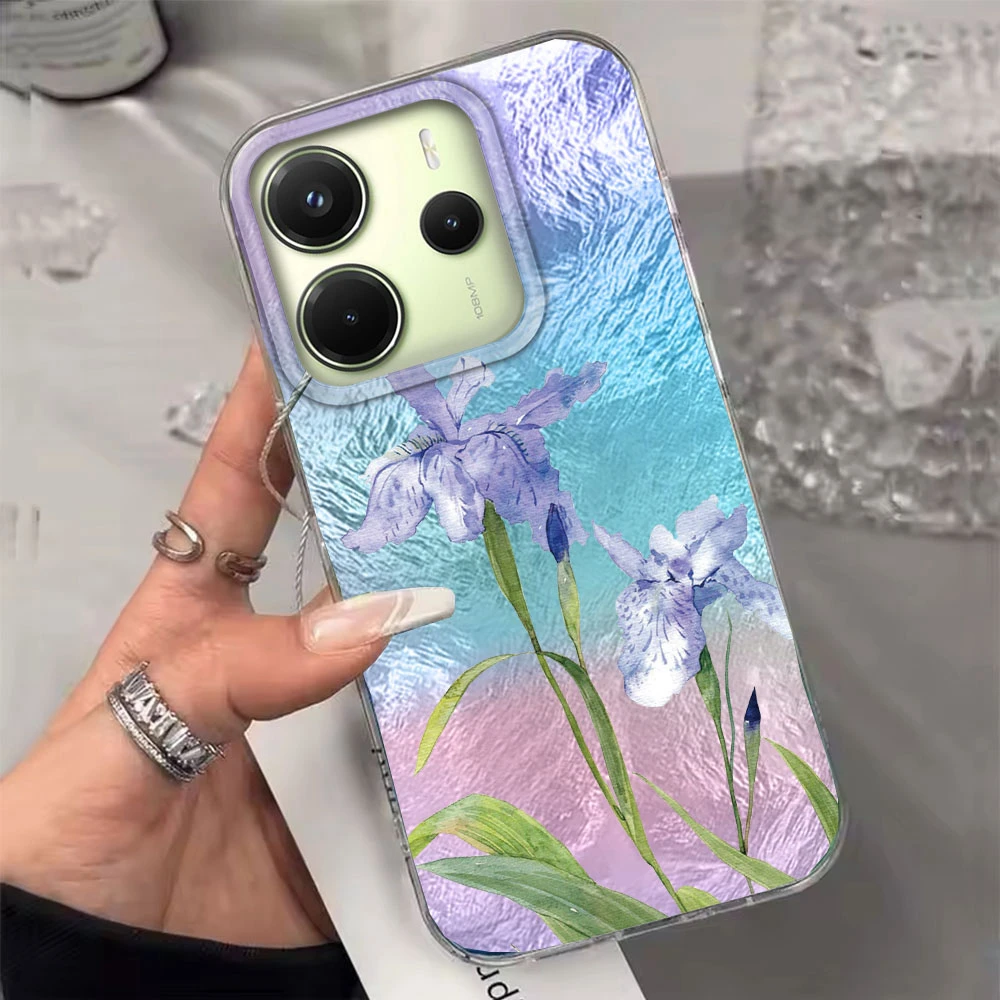 Verde gradiente rosa floral caso de telefone feminino para xiaomi redmi nota 14 13 12 11 10 11s 10s 9 8 pro 14c 13c a1 a3 a4 a3x 9c capa