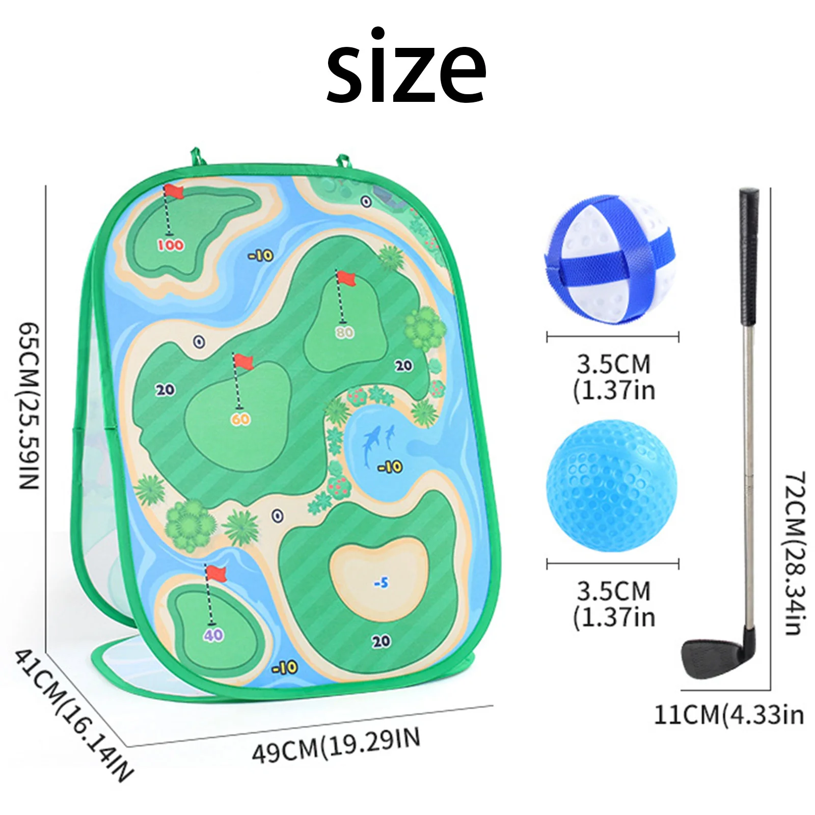 

Unisex Children Golf Chipping Game Set 3-Sided Golf Chipping Net with Putting Practice Mat Club and Other Accessories