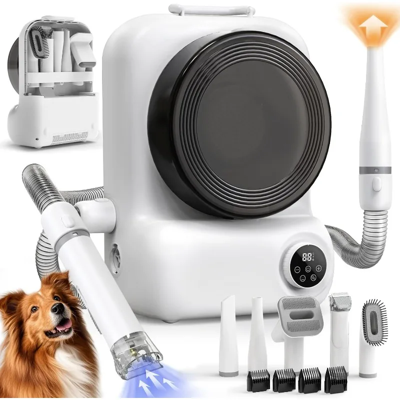 

Pet Grooming Vacuum and Dryer for Dogs with 3L Large Canister, Dog Grooming Vacuum Able to Store All Attachments, 15000Pa