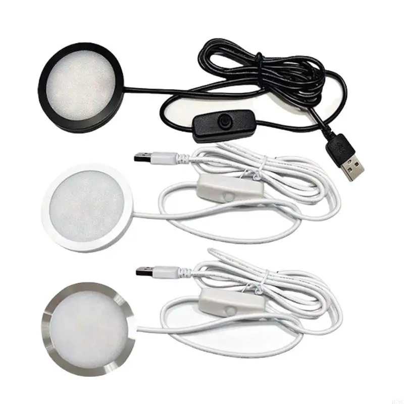 

D7YC 5V3W USB -светодиодный свет с 59 мм круглой базовой лампы Энергоэффективное прожектор под шкафом