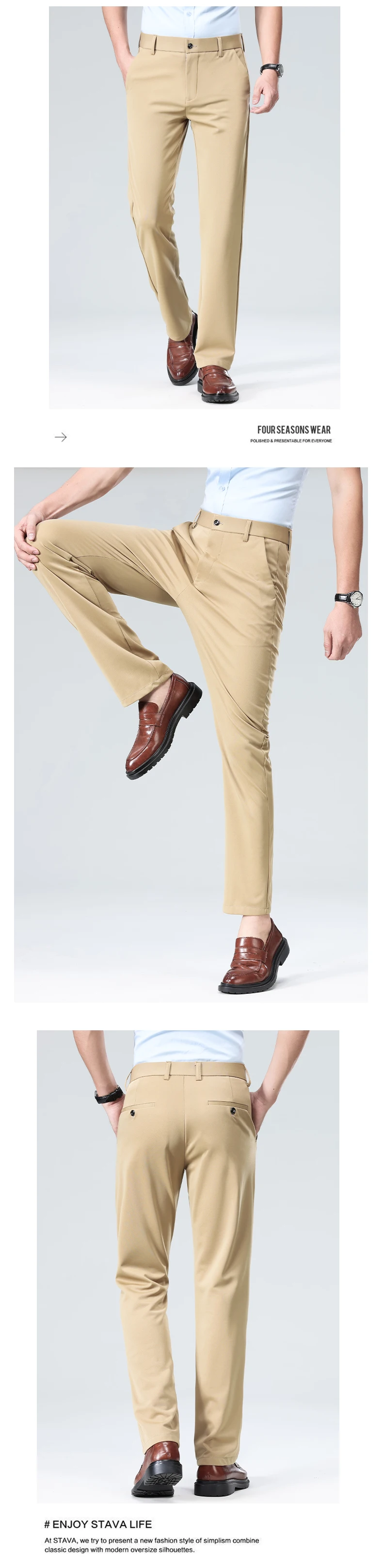 2026 Men's Spring Summer Autumn Pants Straight Stretch Casual No Trace No Ironing Fabric Silky Cool Feeling Trousers 29-42 216 S92fd94cf01984be9bff096a041008350Z