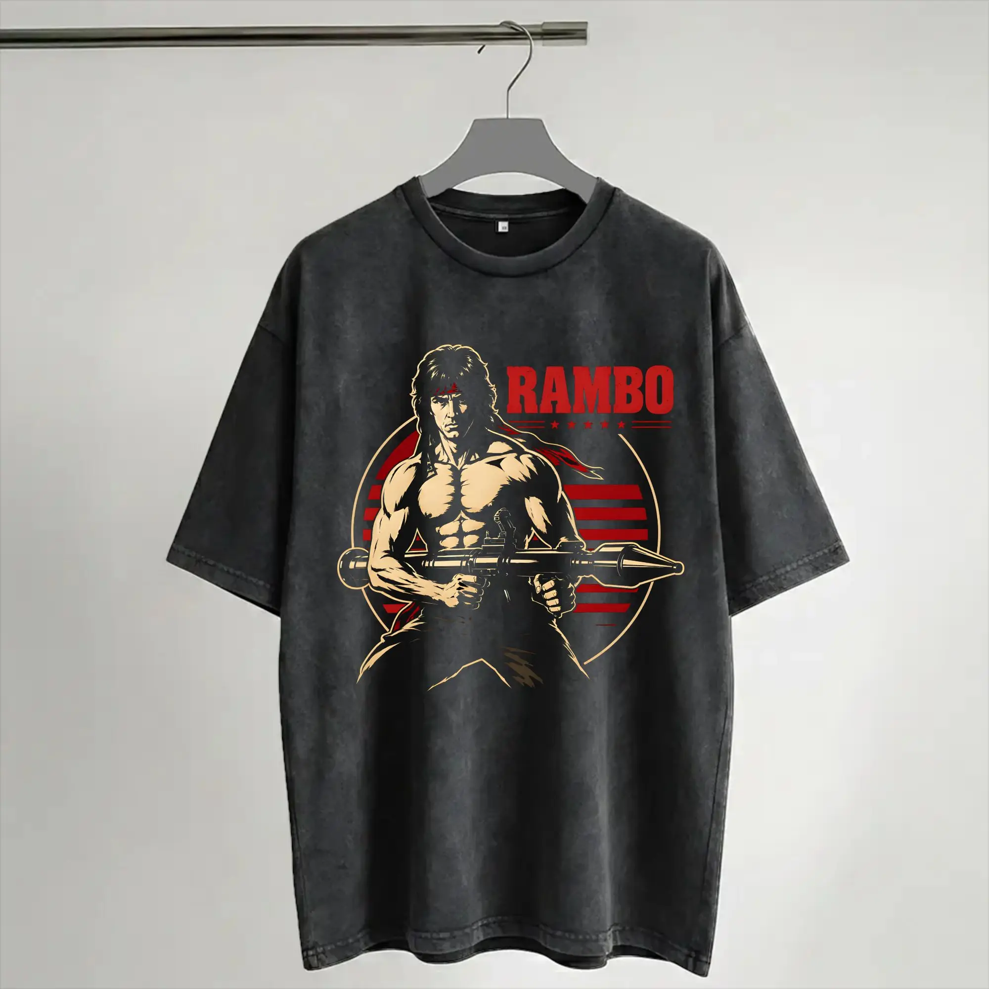 2026 John Rambos Washed Shirts Merch Oversize T-Shirts  for Men Women Tees