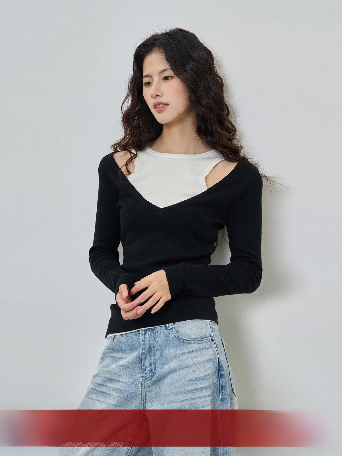 

Вязаный свитер MoZa в корейском стиле с длинными рукавами, женский, приталенный, с цветными блоками, модный дизайн, осенняя коллекция, круглый вырез