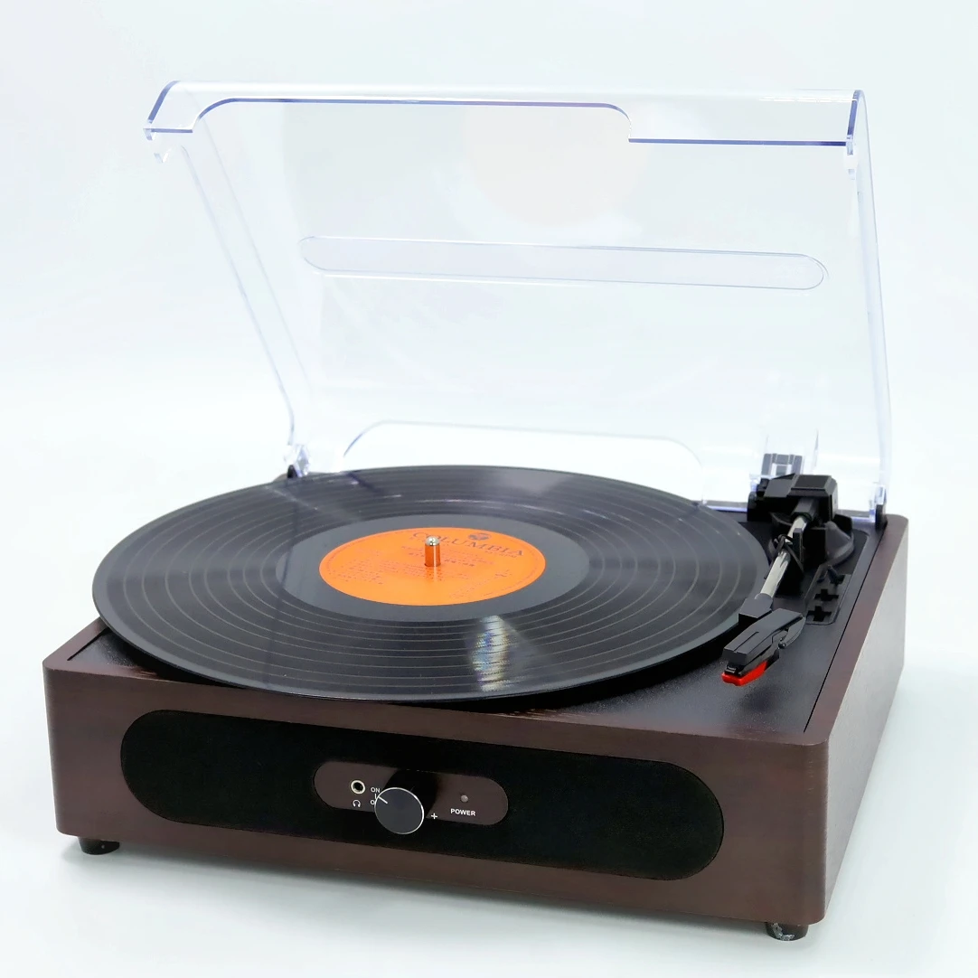 

Support Small Order 1 Pc MOQ Wooden Vinyl Player Home LP Music Player Built in 2 Speaker Phonograph Player