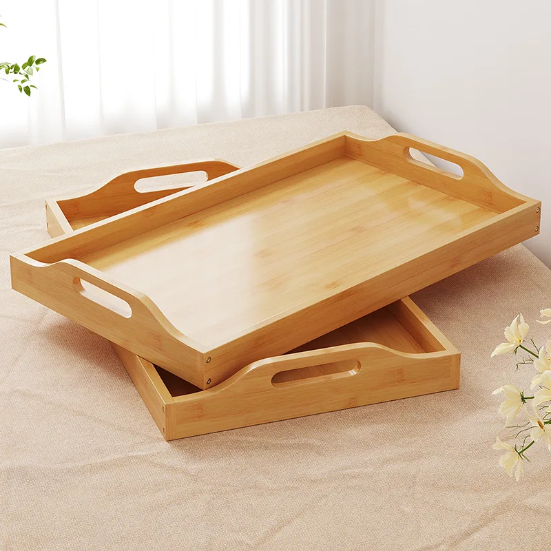 Japanese Style Bamboo Tray Household Bamboo and Wood Rectangular Tea Tray Water Cup Placement Tray Kitchen Storage