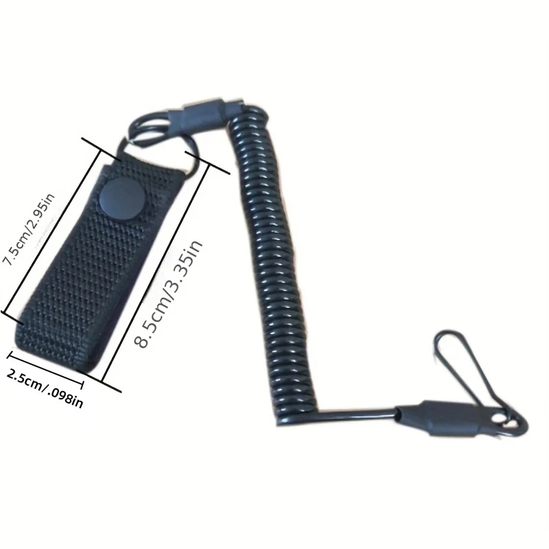 DIZETION Taktische Anti-verloren Elastische Lanyard Anti-diebstahl Anti-cut Frühling Sitz Gürtel Pistole Seil Schlüssel Ring taschenlampe Zubehör – Detail 3