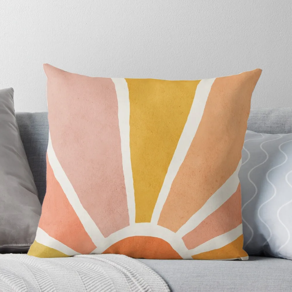 Sun, Abstract, Mid century modern kids wall art, Nursery room Throw Pillow Decorative Sofa Cushion New year