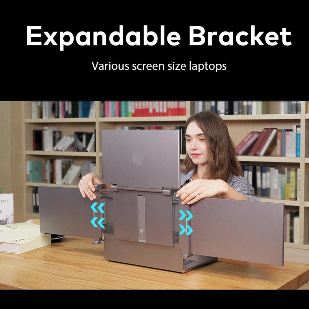 14 inches Laptop Expansion Screen 1080P FHD Portable Quad-screen Monitor Fordable & Rotatable Design Driver Quick Installation w