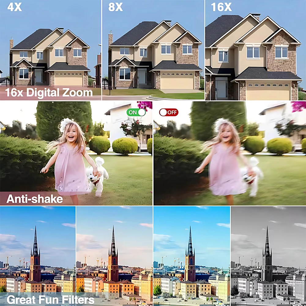 4K Digital Camera 50MP Autofocus Vlogging Camera Entry-level 16X Zoom Selfie Camera 2.8 Inch Student Photography Video Camera