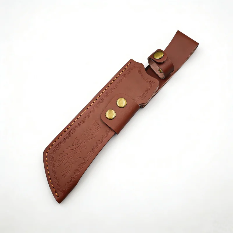 Retro Carved Hand Stitched Split Cowhide Knife Sheath Outdoor Waist Carry Tool Scabbard Sheath Only No Knife Included