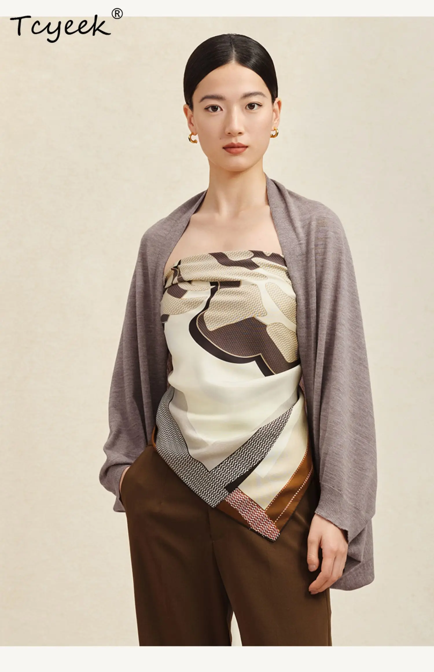 

Tcyeek, 25% Silk 75% Wool Solid Warm Shawl, Woman Breathable Air-conditioning Home Scarf, 2024 Summer Autumn New A462133QM
