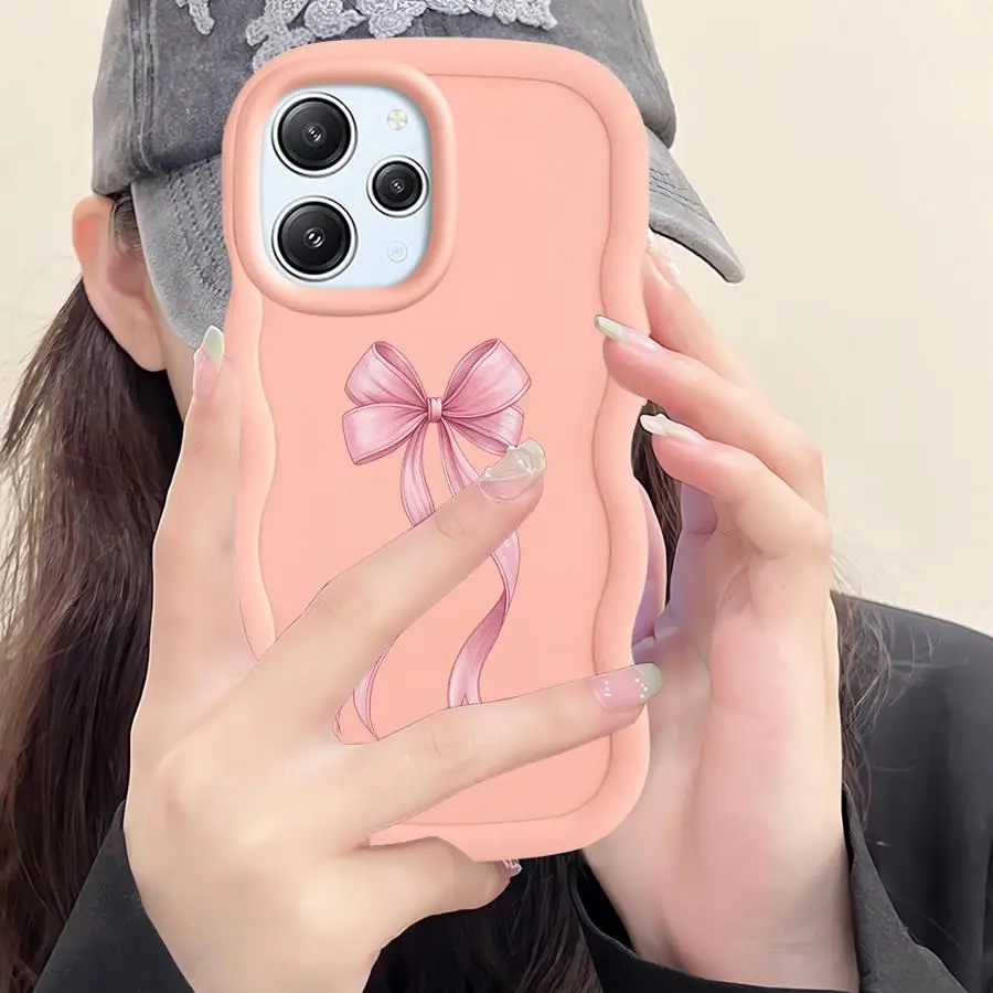 حافظة لهاتف Xiaomi Redmi 9C 14C 10A A5 A3 13C 9T 10C 12C A1 + A2 Plus قوس وردي أنيق #3