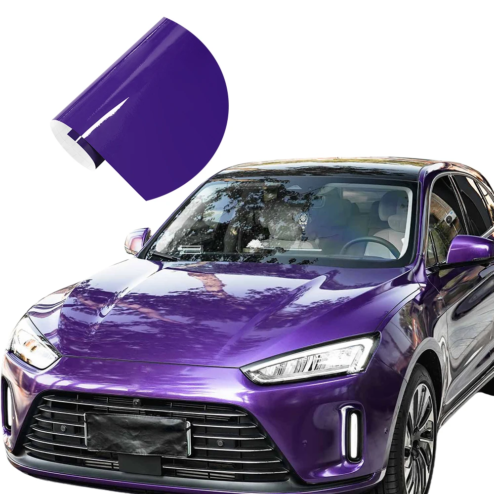 

Глянцевая ярко-фиолетовая автомобильная пленка, клейкая пленка, рулонная наклейка, воздушный пузырь, без автомобиля, виниловая наклейка, отделка кузова, автодекор, аксессуары