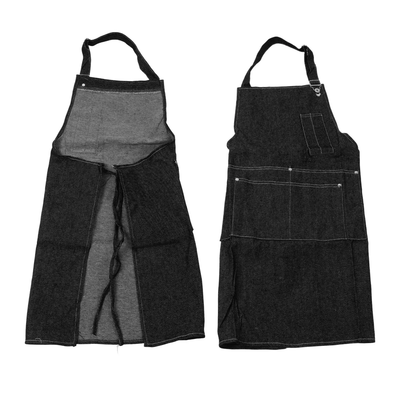 

Multipurpose Stylish Canvas Apron Black Blue Classic Loose Multi Pockets Wear Resistance Workshop Tool Aprons For Work Home