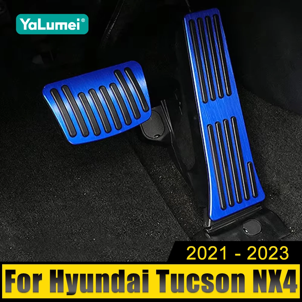 

For Hyundai Tucson NX4 2021 2022 2023 2024 Aluminum Alloy Car Foot Pedal Cover Fuel Accelerator Brake Rest Pedal Pad Accessories