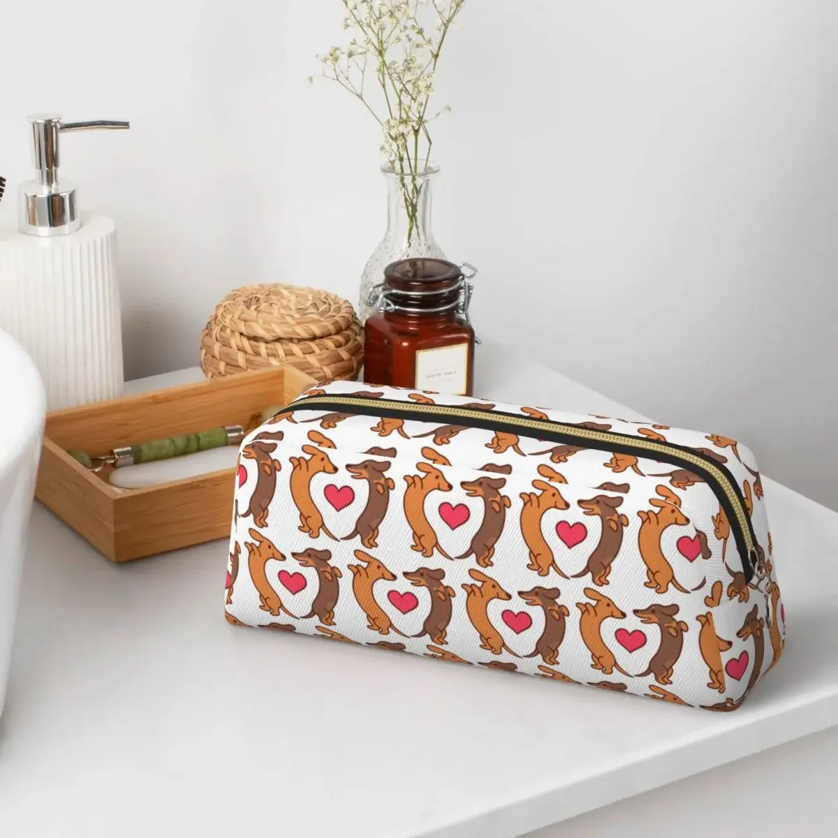 Dachshund Pattern Art Pencil Cases for Students Gifts Pen Box Pencil Bag Large Storage Pencil Pouch Pen Holder
