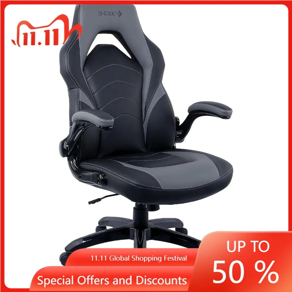 كرسي ألعاب مريح من الجلد المريح من Emerge Vortex مع دعم قطني وظهر مرتفع وقفل إمالة قابل للتعديل #1