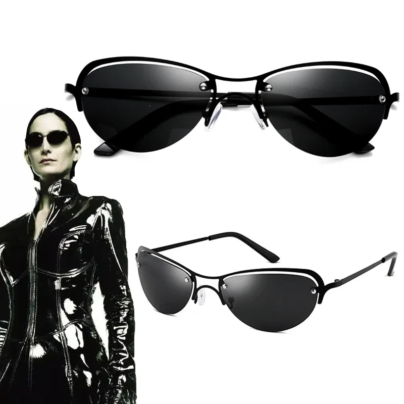 

Movie The Matrix Trinity Cosplay Glasses Unisex Eyewear Frameless Eyeglasses Metal Fashion Driving Sunglasses Accessories Props