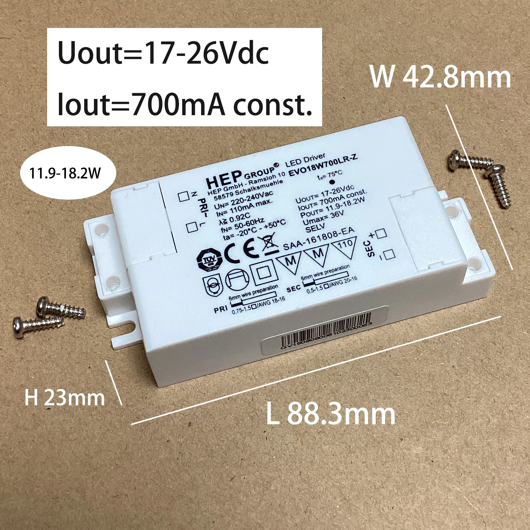 HEP Built-in Current controlled LED Driver Power Supply For 18W 24W 36W 40W Track Lighting 500mA 700mA