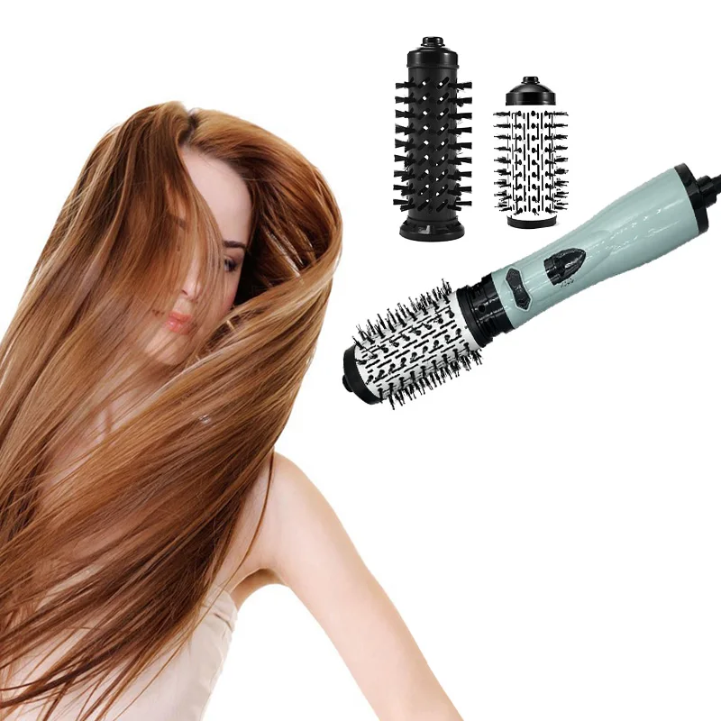 Auto Rotating Hot Air Brush Set 2In1 Interchangeable Constant Temperature Curling Straightening Anti-Scald Hair Styling Comb