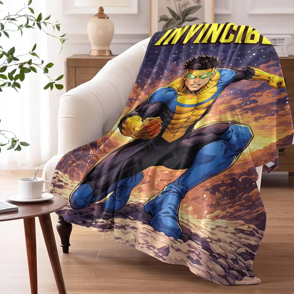 I-Invincible Comics Throw Soft Flannel Throw Summer AC Blanket Lightweight Cool Nap Blanket for Sofa Bed Couch Travel