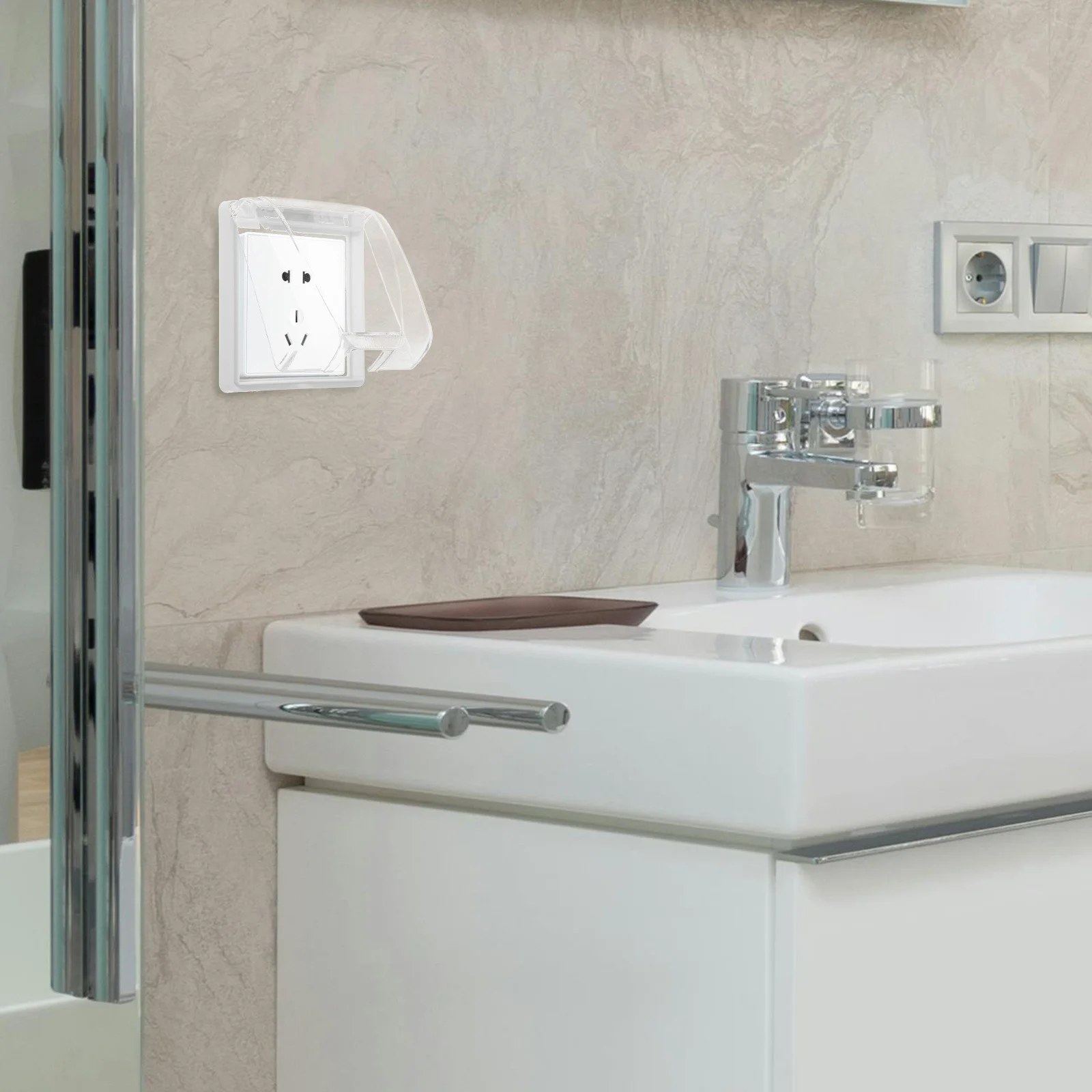 

Waterproof Socket Cover For Bathroom Transparent 86 Type Splash Resistant Electrical Outlet Box Tool-Free Outdoor Plug Protector