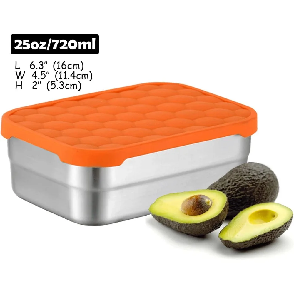 Contenitore in acciaio inossidabile con coperchio, contenitore per il pranzo con coperchio in silicone a prova di perdite, bento box per alimenti
