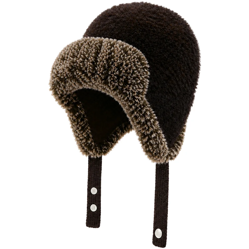 Women's Knit For Trapper Hat with Dense Faux Lining Windproof Performance Adjustable Chin Strap for All Day Wear
