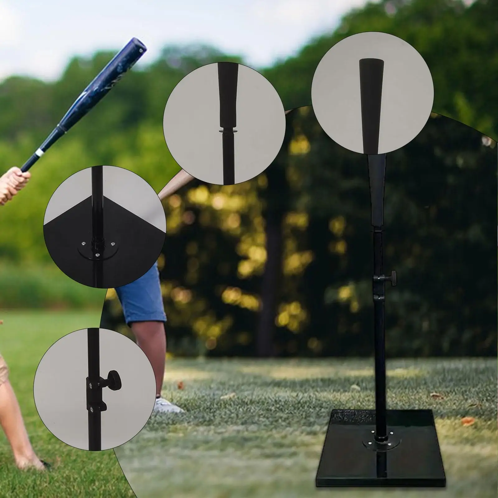 Adjustable Baseball Softball Batting Tee 24 inch-37 inch Sturdy Weatherproof Travel Heavy Duty Beginner to Pro Player T Stand