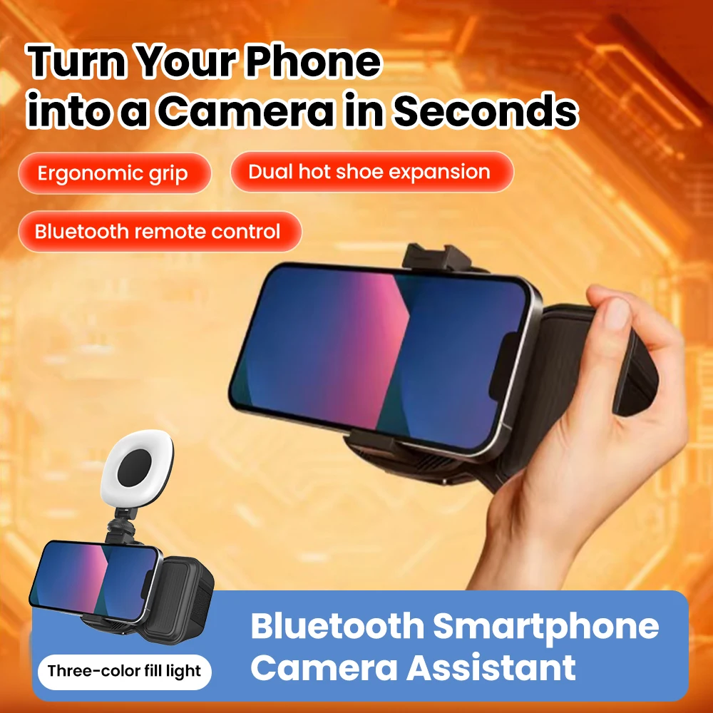 

Держатель для смартфона с Bluetooth-стабилизатором для съемки, контроллером зума и подсветкой для видеоблогов