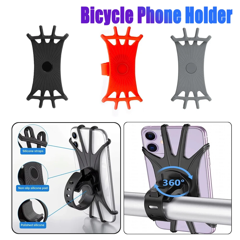1/2個 360 °   回転可能な自転車電話ホルダーシリコーンオートバイスタンドブラケット GPS サポート Iphone 11 Xiaomi 10 Huawei P40