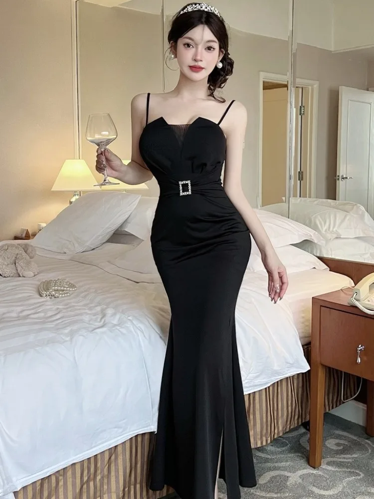 

Sexy Low Cut Strap Dr Women's Design High Waist Slim Fit Long Skirt Ball Gown Faionable Autumn Winter Season Ciwalk