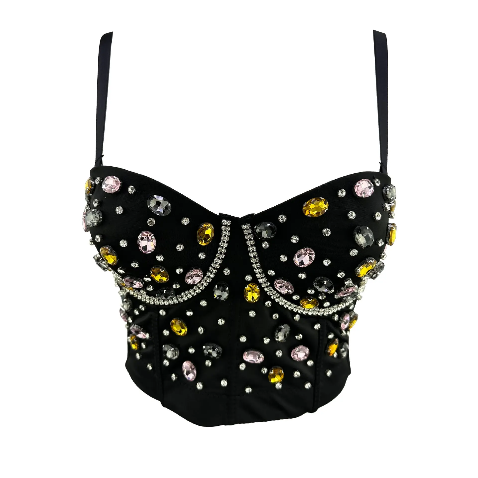 

J666 Прямая поставка, черный, красный, белый, красивые бюстгальтеры для девочек, женская сценическая одежда, жилет с кристаллами ручной работы Sweet Memory, женские топы