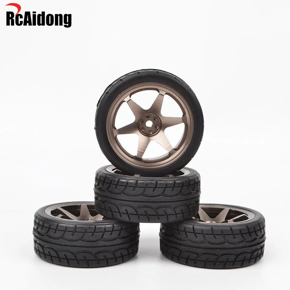 RC 12mm Sechskant-Aluminiumfelgen & Gummi-Straßenreifen für Redcat HPI Tamiya HSP 1/10 RC On-Road Racing Tourenwagen