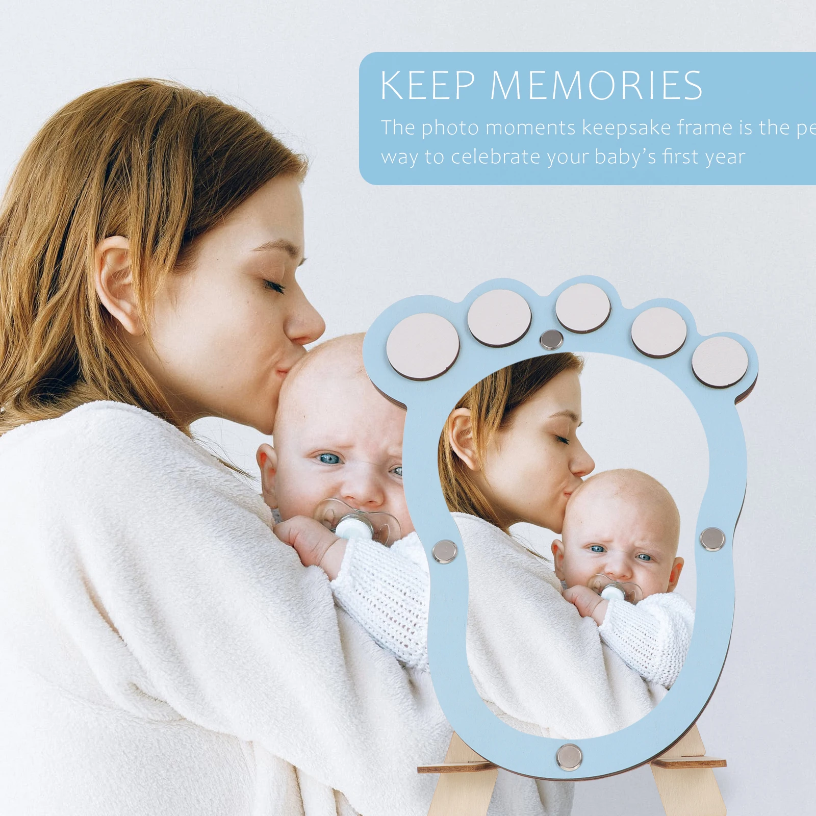 

Wooden Baby Footprint Photo Frame Keepsake Newborn Girl Boy First Year Growth Memory Home Nursery Office Decoration