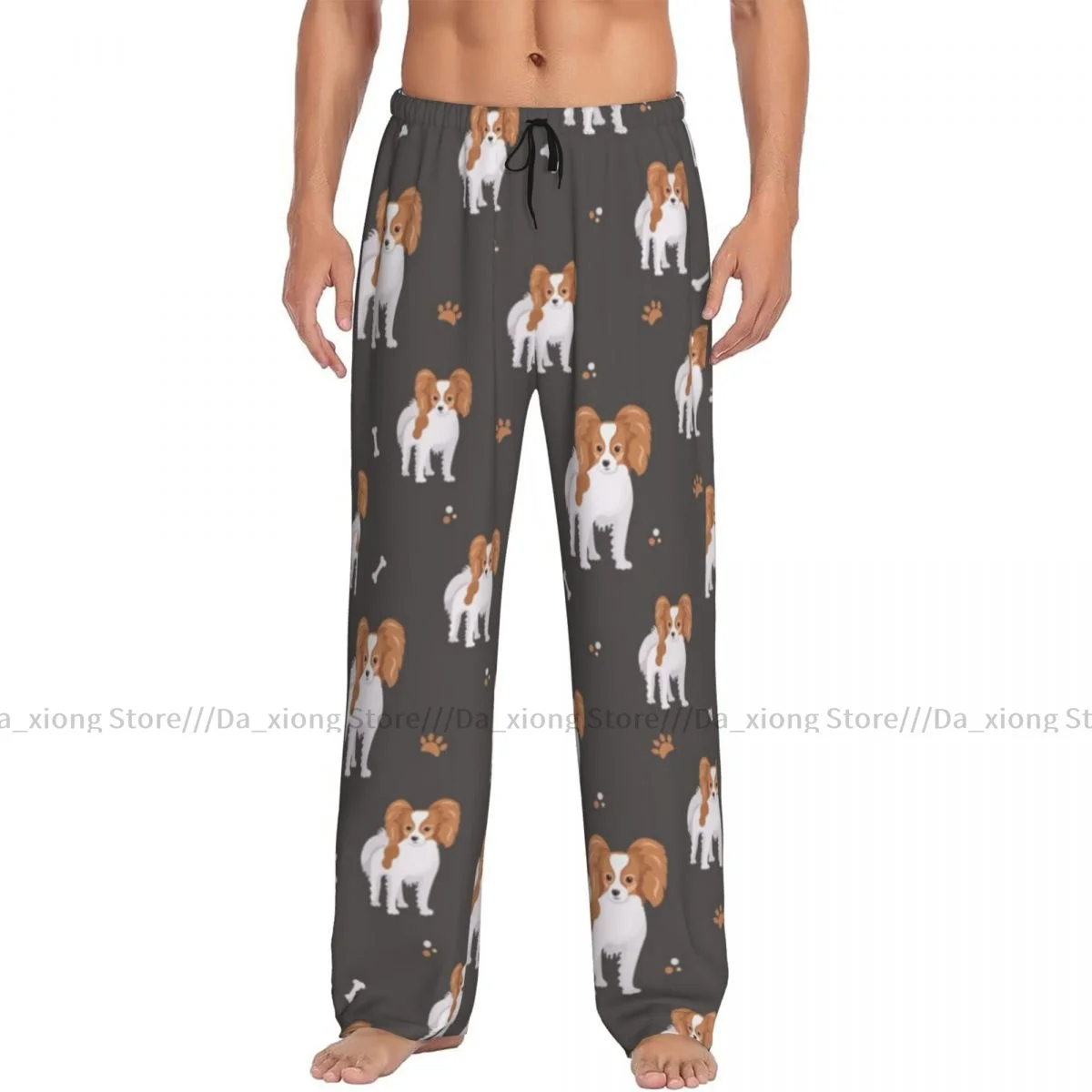 Papillon Dog Cartoon Cute Puppies Mens Pajamas Pyjamas Pants Lounge Pants Sleep Bottoms